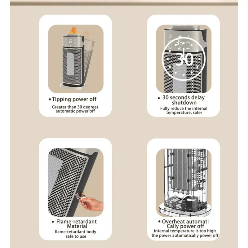 따뜻한 공기 송풍기새로운 따뜻한 공기 송풍기 3D 불꽃 가습 히터 수직 흔들리는 머리 원격 제어 빠른 가열 PTC 전기 H