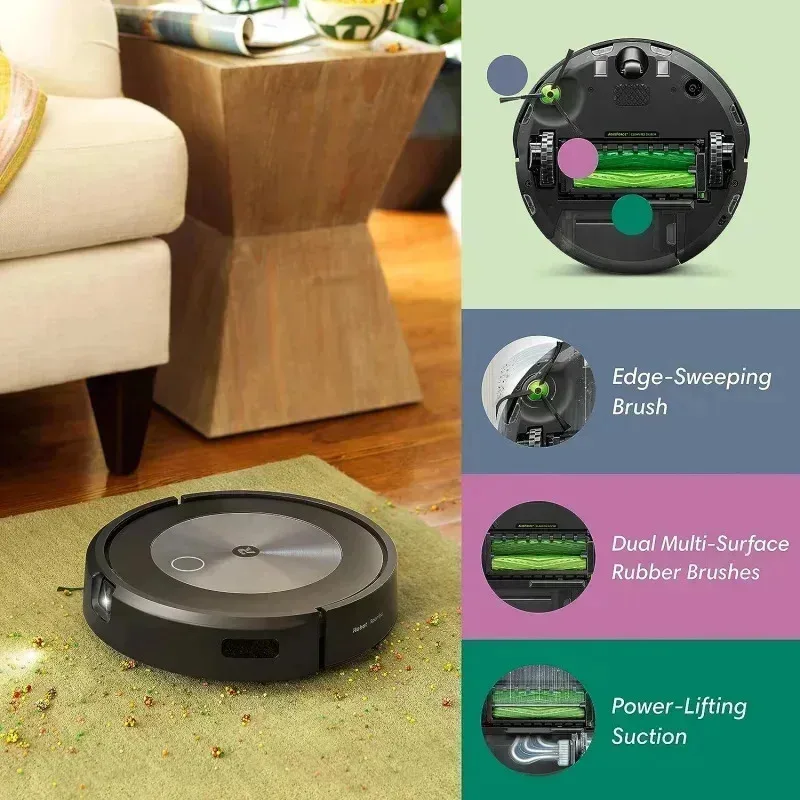 PMD4-iRobot Roomba j7(7550) مكنسة روبوتية ذاتية التفريغ - تجنب العوائق الشائعة مثل الجوارب والأحذية ونفايات الحيوانات الأليفة، وتفريغها بنفسها،