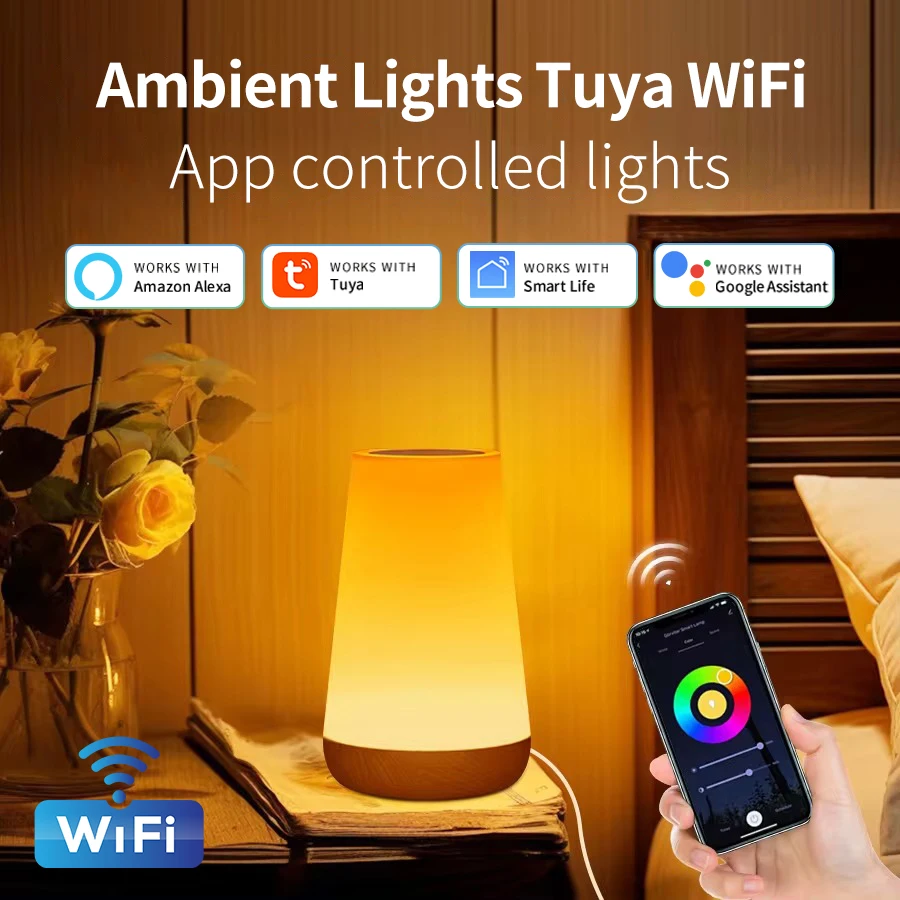 Tuya Smart WiFi Night Light Works with Alexa Google Assistant 5V USB LED Table Lamp Bedside Bedroom Decor Night Atmosphere Lamp