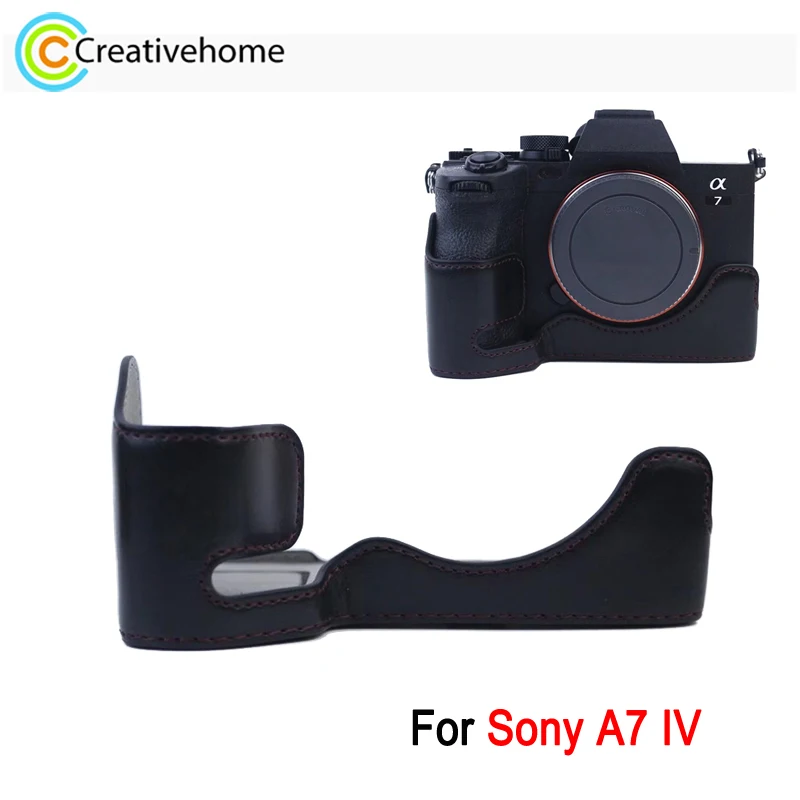 

Camera Half Case Base For Sony A7 IV Camera 1/4 inch Screw Base PU Leather Protective Cover