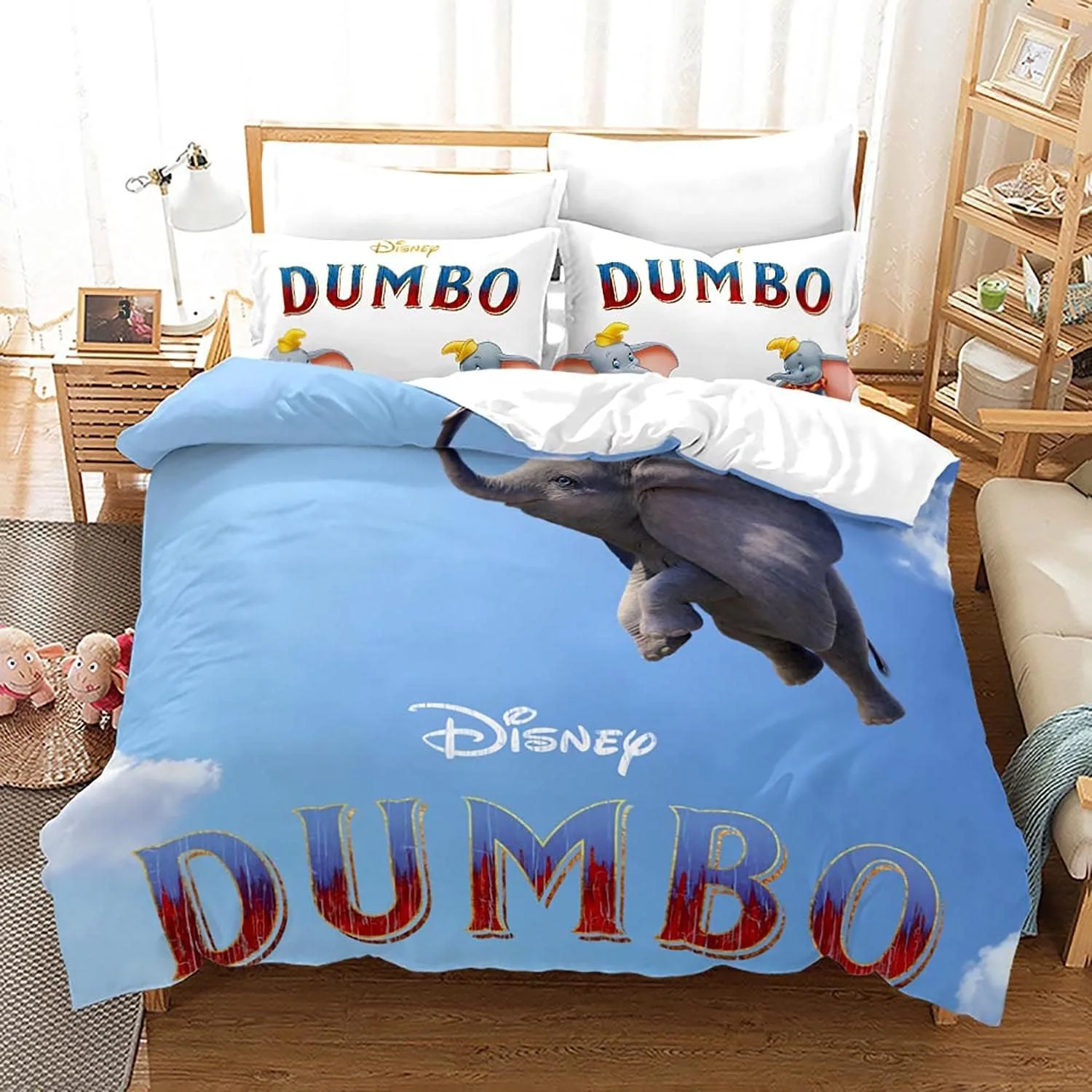 Anime Dumbo Bedding Set Cartoon Duvet Cover Boy Girl Baby Single Twin King Queen Kids Duvet Cover Set Festival gifts