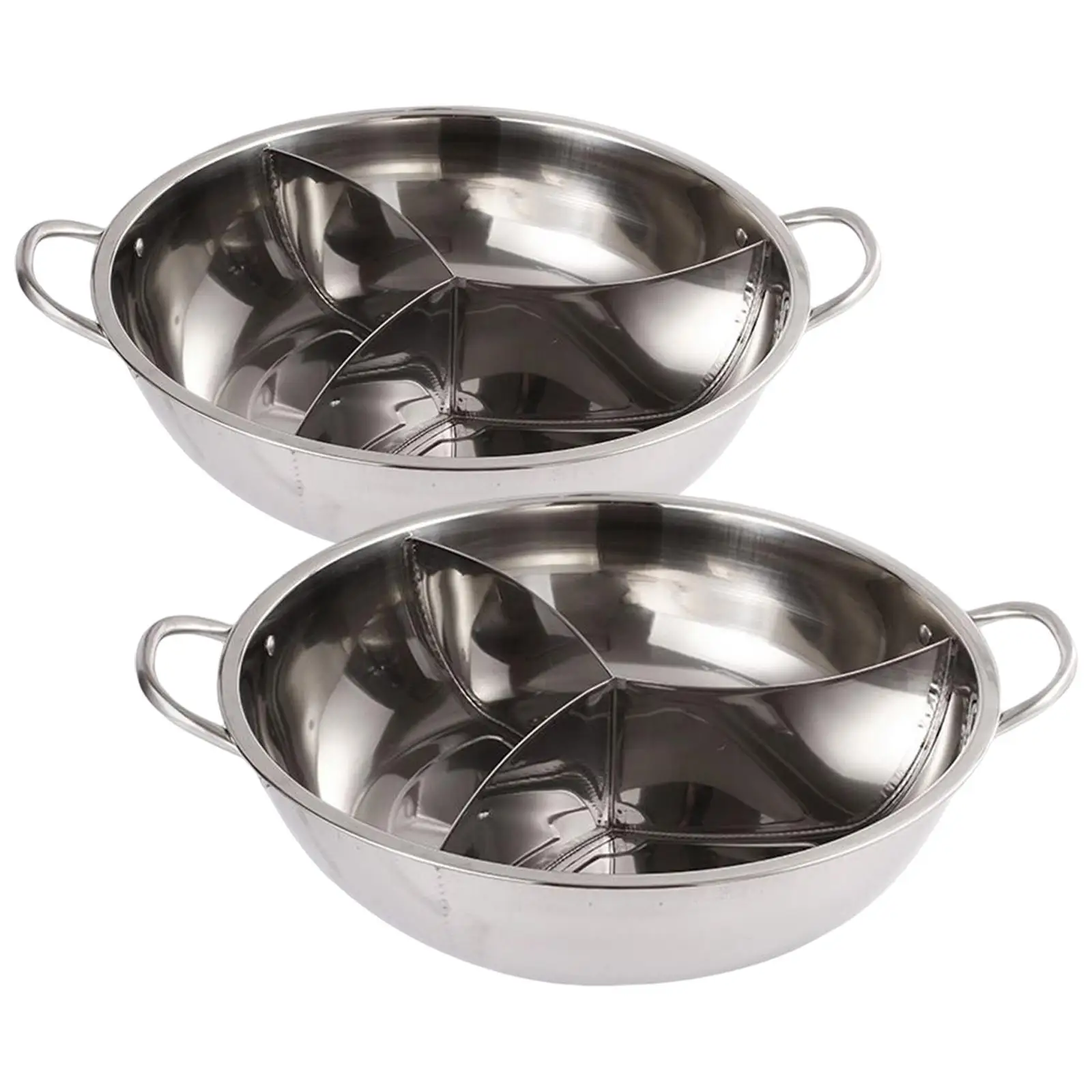 Chinese Chafing Dish Pot Cookware with 3 with Divider for Kitchen Shop Hotel