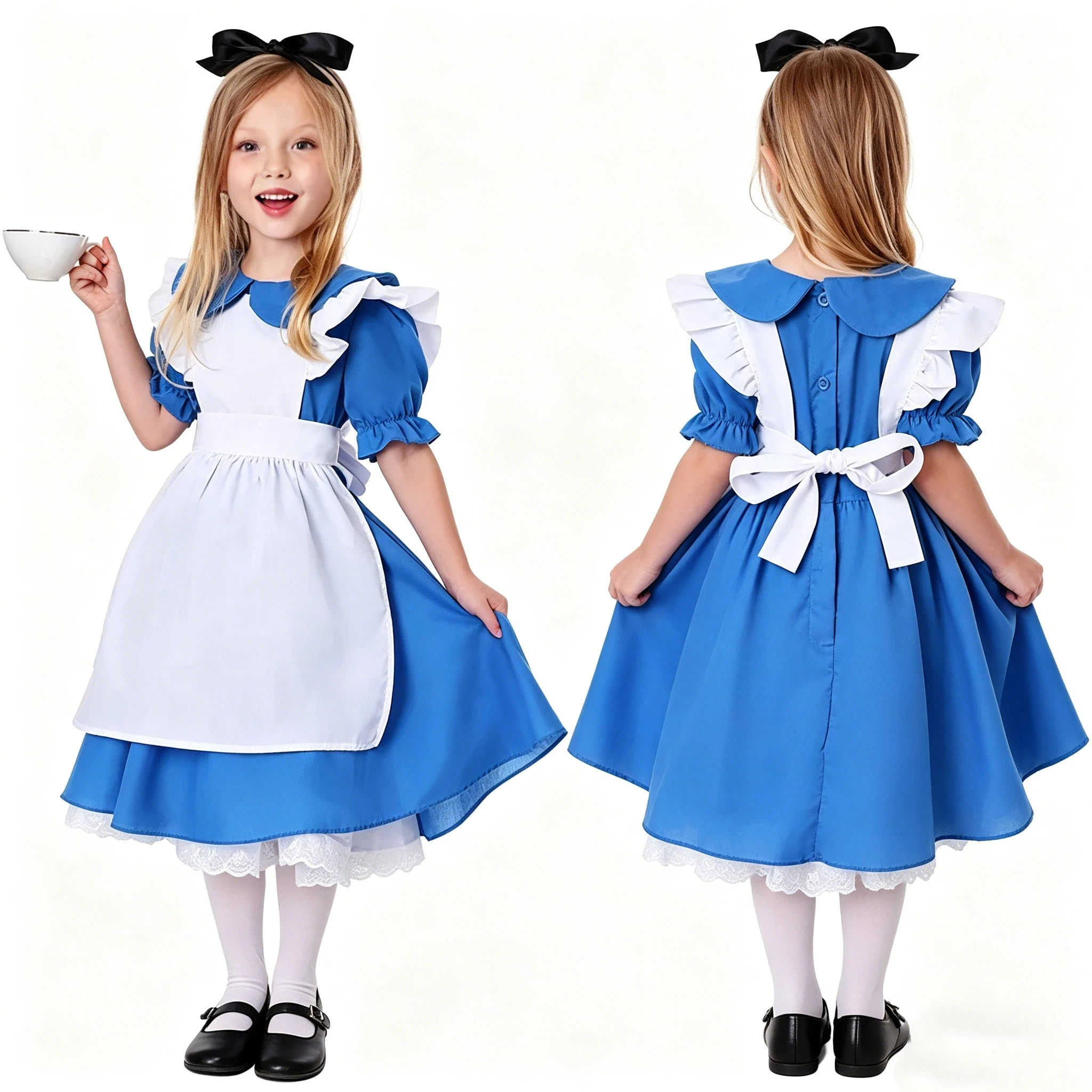 

Halloween Enfant Wonderland Lolita Maid Cosplay Dress Enfants Day Party Niño Anime Fancy Lace Apron Costume Dresses