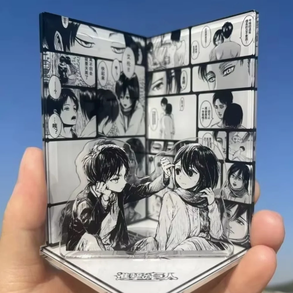 Attack on Titan Acryl-Szenen-Schild: Mikasa Ackerman & Eren Jaeger Anime-Peripherieartikel, Kreative Szenenmodellierung, Desktop-Dekoration