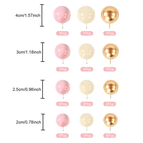 32 st. rosa guldbollar tårtdekorationer set pärlbollar muffinsflaggor för barn födelsedagsfest bröllopsdekorationer babyshower 10 best sales tårtdekoration för babyn - №6