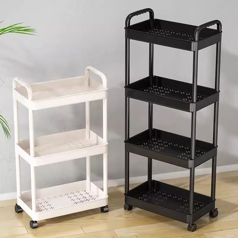 Bookshelf Storage Trolley Mobile Kitchen Organizer Cart With Wheels Multi-Layer Bathroom Shelves Household Snacks Storage Rack