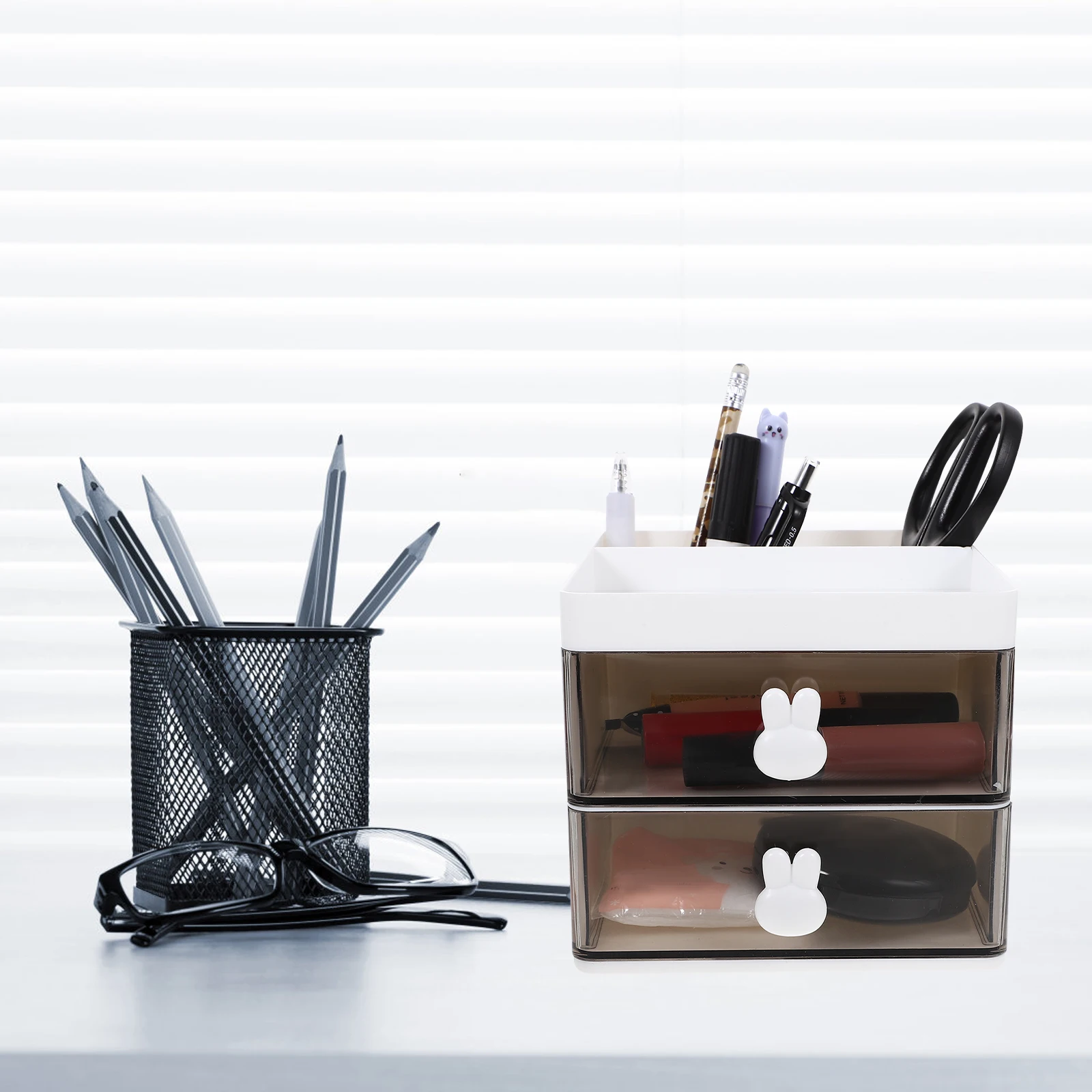 

Storage Box Drawer Pen Holder Office Stationery Organiser Plastic Clear Organizers Drawers