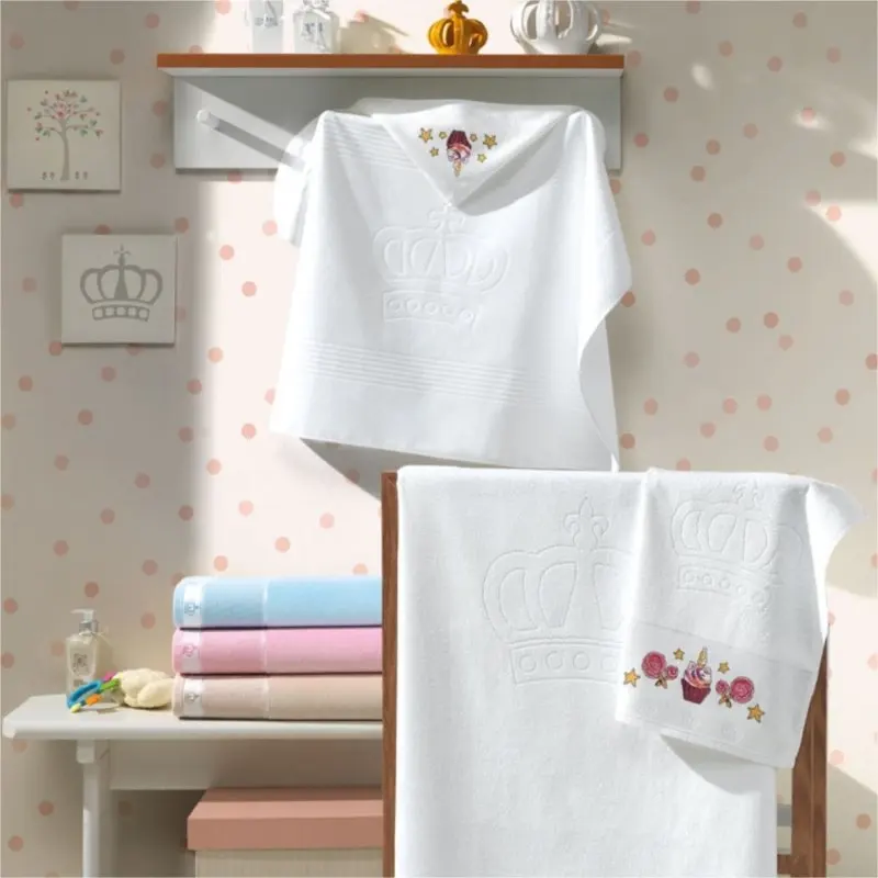 400 Gloin Towel Lavaboo Velvety Embroidery Cross Stitch G/m²-Baby Classic White Crown