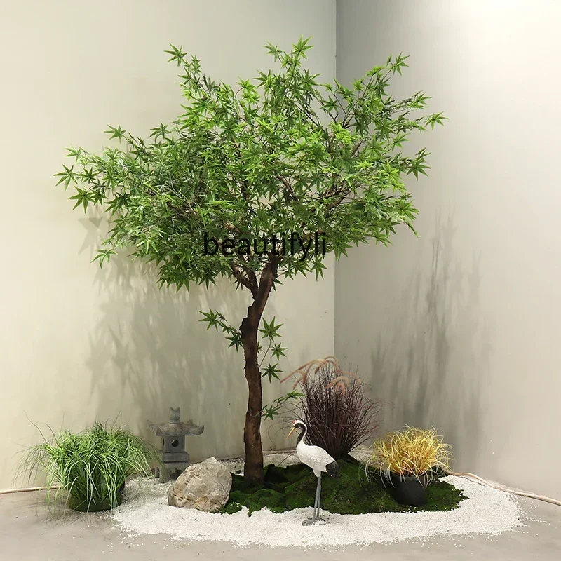 

Y Artificial Green Maple Tree Large Landscape Fake Trees Indoor and Outdoor Decoration Hotel Decoration