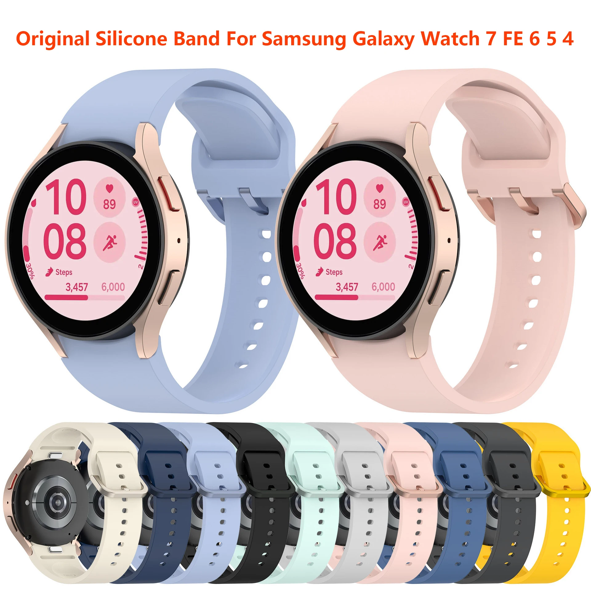 

Original Silicone Band For Samsung Galaxy Watch 7 44mm 40mm No Gaps Quick fit bracelet For Galaxy WatchFE 6 5 4 47 45 43mm Strap