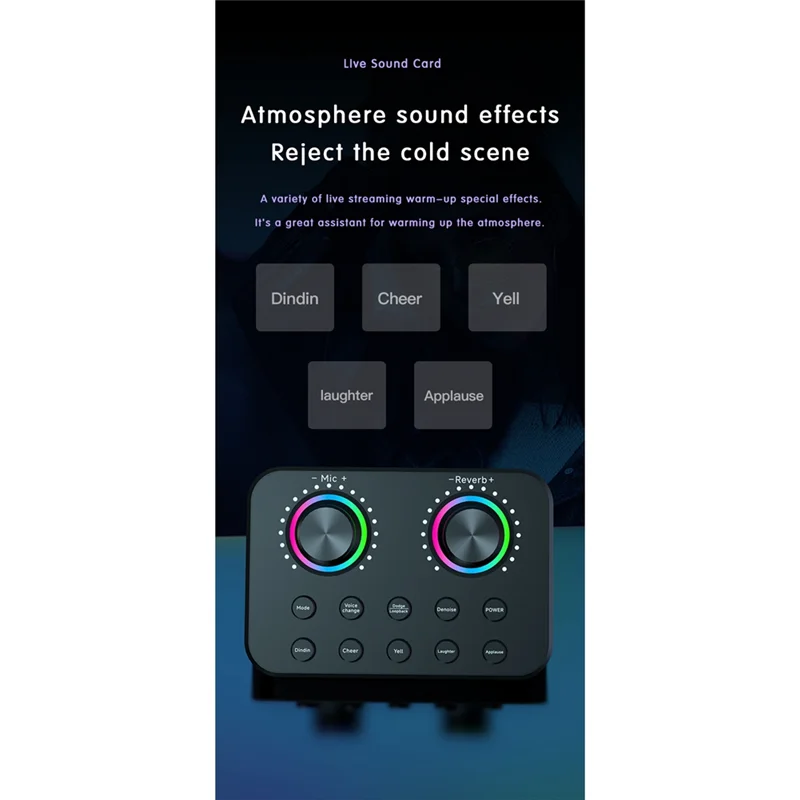 بطاقة صوت ABAC-Live مع مغير صوت لتسجيل بث KTV وموسيقى الكاريوكي مع حجم ميكروفون قابل للتعديل