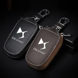 Car smart key case cover key wallet leather keychain Pendant protect Anti loss For DS SPIRIT DS3 4 DS4S 5 5LS DS6 DS7 WILD RUBIS