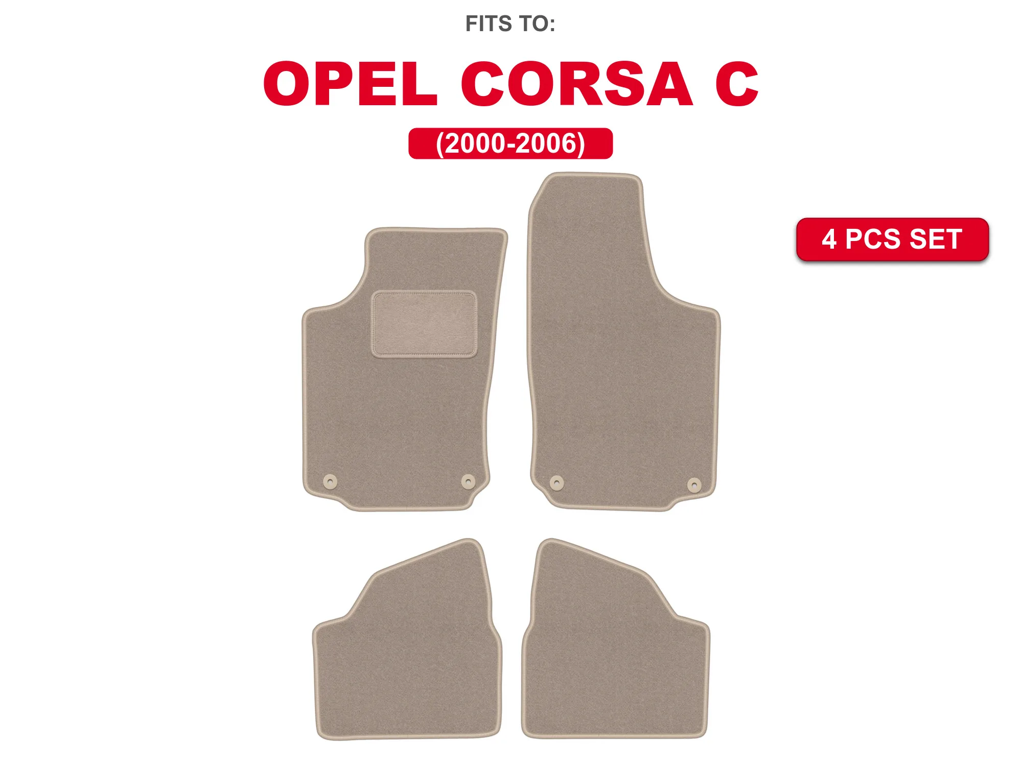 Auto velour matten voor: Opel Corsa C 2000-2006 hatchback beige geschikt voor automatten set