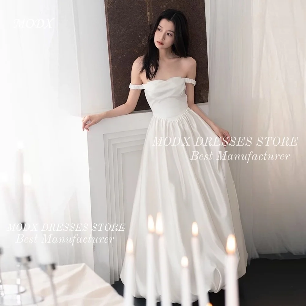 

Простое атласное свадебное платье без бретелек в корейском стиле, длиной в пол, для фотосессий, на заказ, Vestidos Novias Boda, для женщин