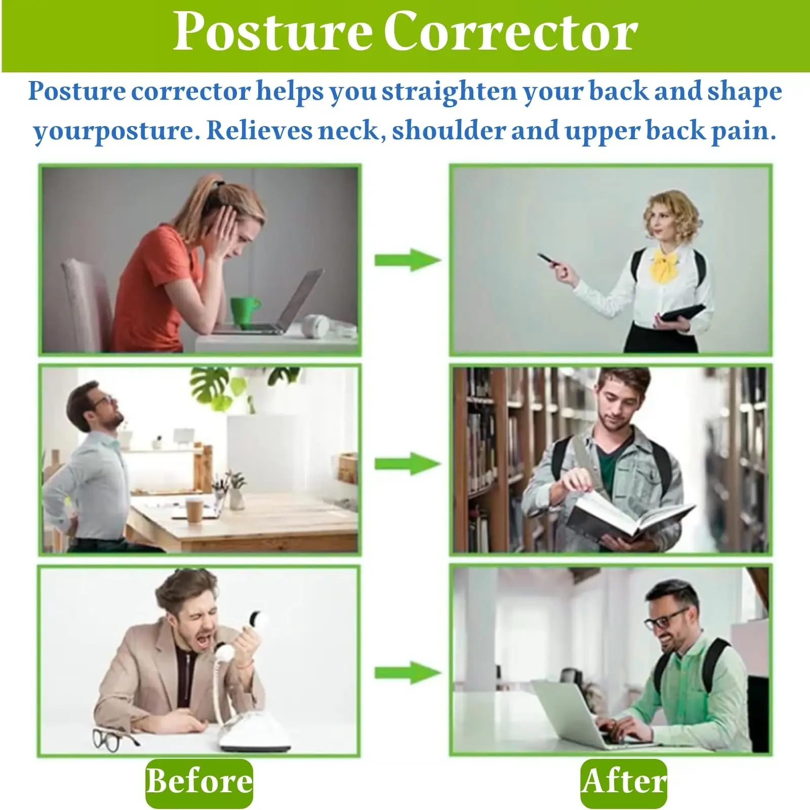 Adjustable Posture Corrector Back Support Belt- Breathable Non-Slip Ergonomic Support for Improved Posture Suitable for Sitting image 4