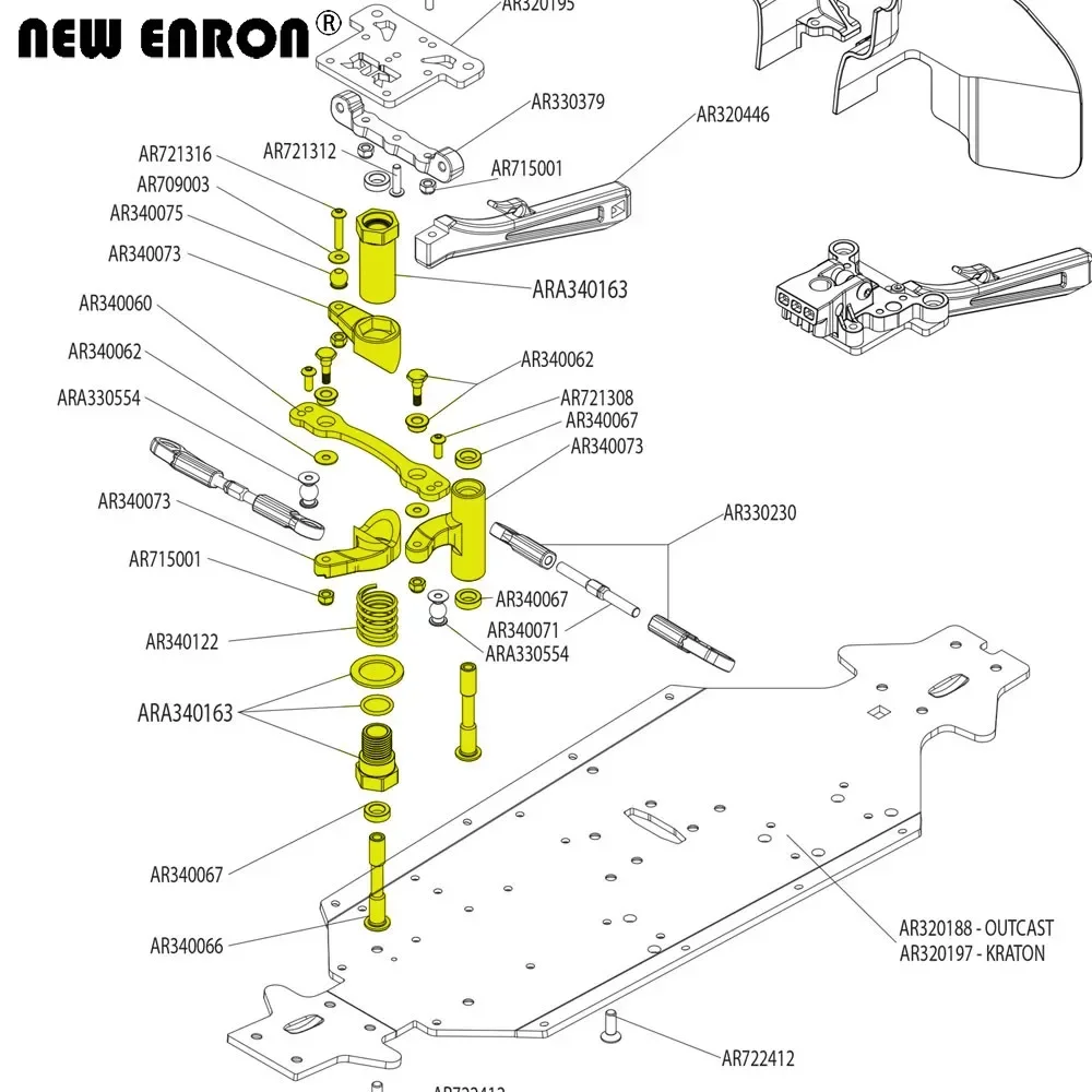 NEW ENRON Alloy Steering Assembly AR340073 AR340066 Upgrade FOR RC Car 1/7 1/8 ARRMA Kraton OUTCAST Mojave TALION