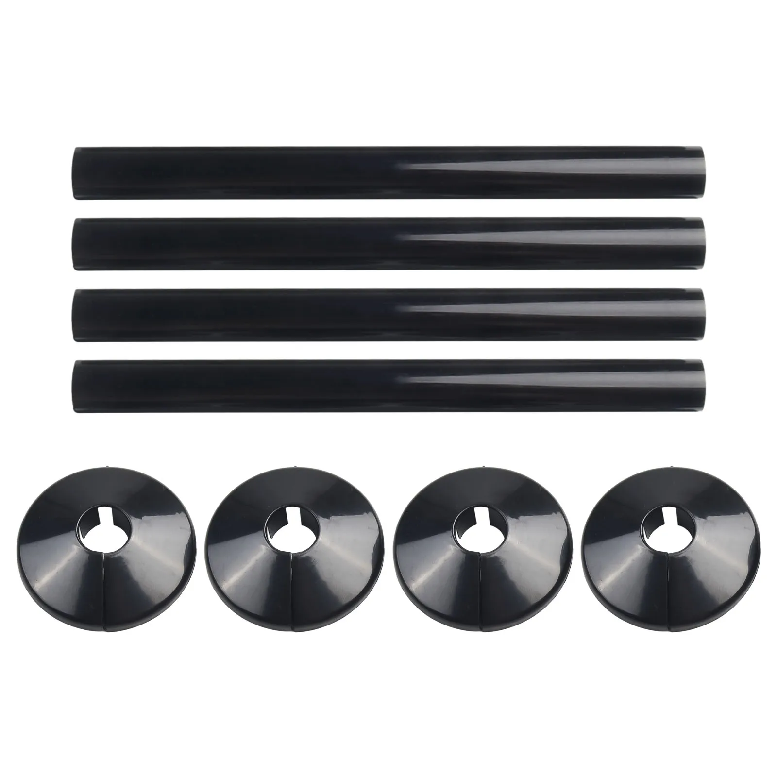 Set of 8 Radiator Pipe Covers and Collars for 15mm Pipes Featuring Chrome Effect Sleeves to Mask Bathroom Radiator Pipes