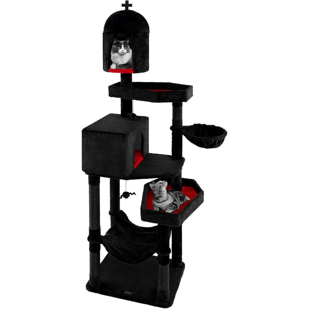 

Tall Halloween Cat Tower (83") - Gothic Design with Coffin Beds & Scratching Posts