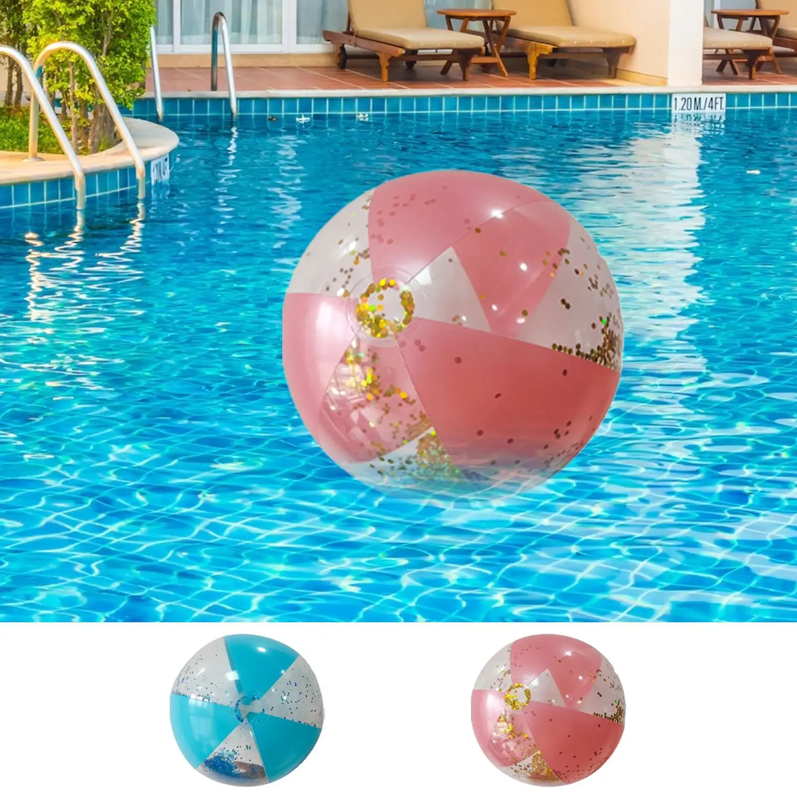 Strandballen voor zwembad Glitters Opblaasbare doorzichtige strandbal PVC Herbruikbaar speelgoed Leuke spelletjes Sportactiviteiten voor volwassenen Peuterjongens