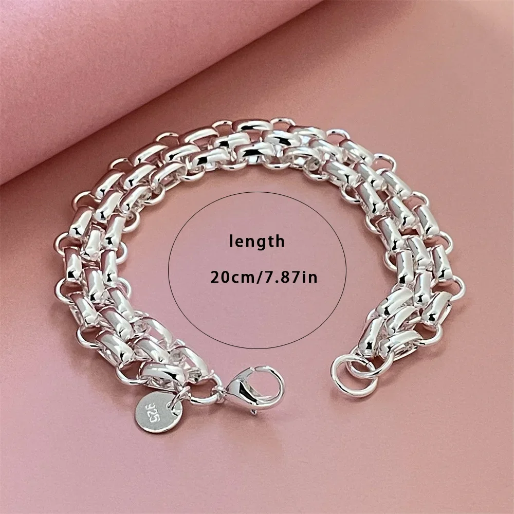 

Hot sales 925 sterling silver cute Chain Bracelets for Men Women wedding party Street Versatile Jewelry Valentine's Day Gifts