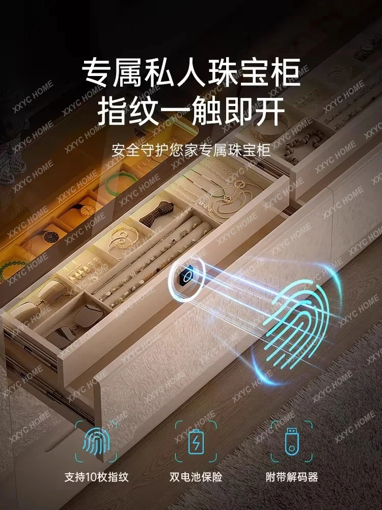 FG44-* Commode à six coffres intégrée avec serrure légère luxe haut de gamme crème vent