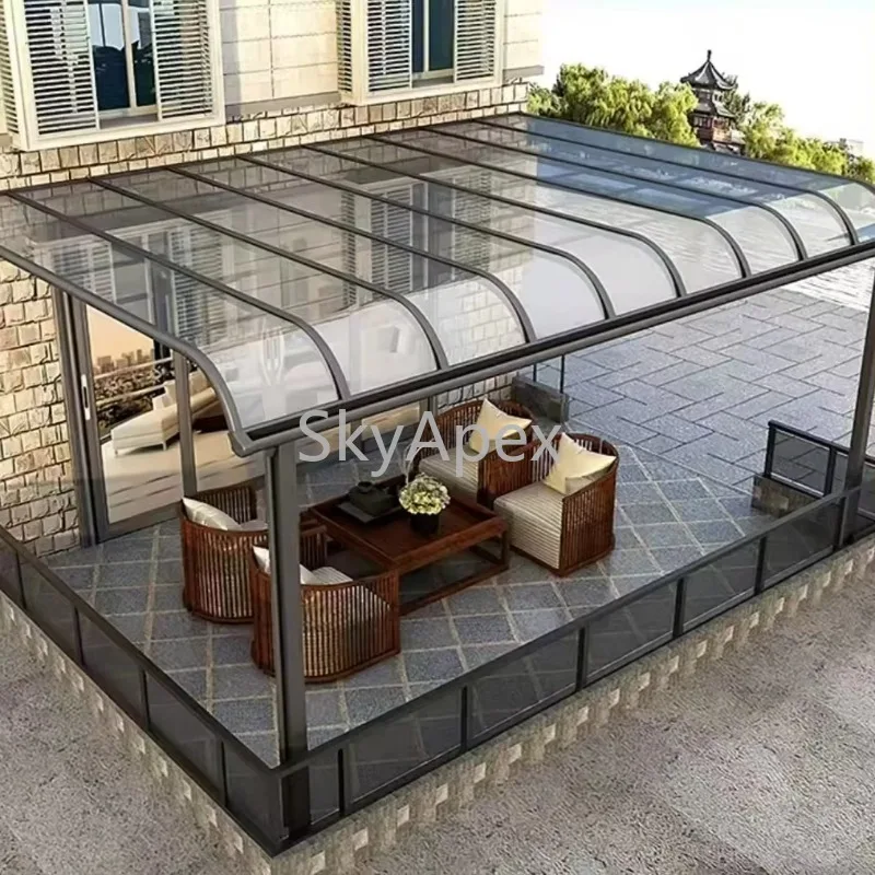 Motorized Aluminum Awning Waterproof Patio Canopy Polycarbonate Roof Energy Seasons Balcony Sun Slat Balcony Powder Steel Gazebo