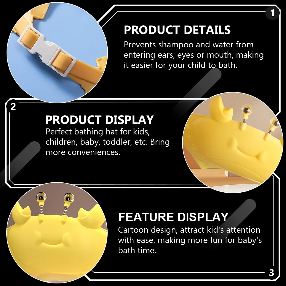الكرتون كراب الشامبو قبعة حمام الطفل قبعة الاطفال غسل الشعر قبعة الرضع دش قبعة الأذن حامي قبعات قبعات استحمام الطفل #6