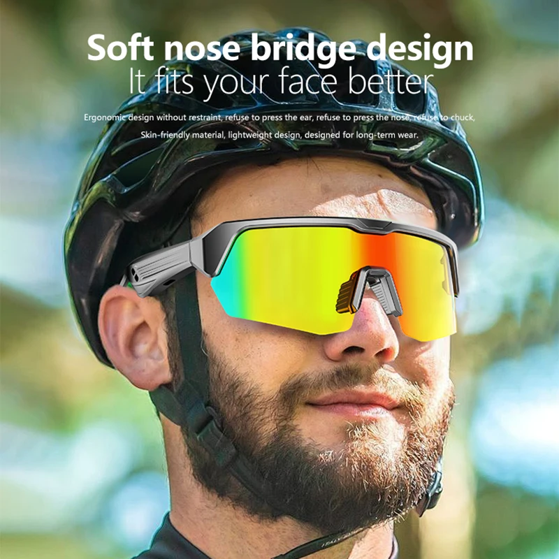 Gafas deportivas inteligentes con Bluetooth, gafas de sol para ciclismo, auriculares, llamadas, navegación, senderismo, equitación, protección UV, 2024 regalos