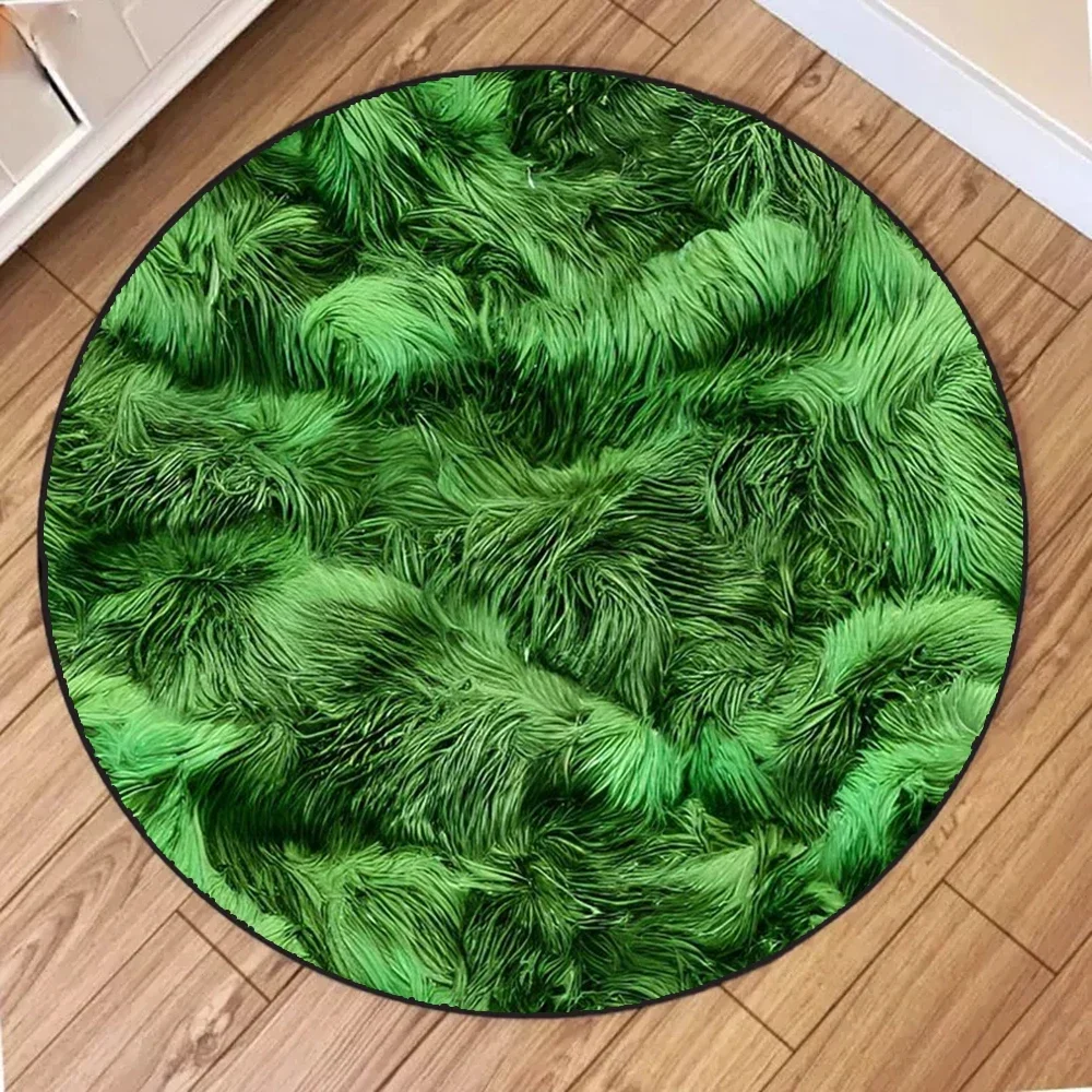 

Round Moss Floor Mat - Washable Brown Indoor Rug for Living Room, Bedroom, Bathroom, Coffee Table, Kitchen Decor