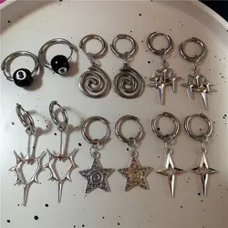 Punk Rock Hollow Thorns Love Heart Pendant Hoop Earrings for Women Men, Lover Fashion Cool Rivets Spike Earings Jewelry