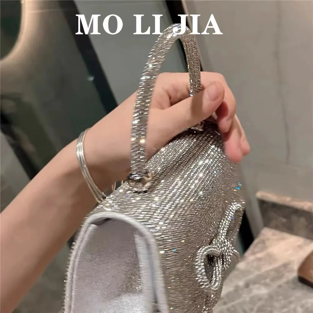 Borsa quadrata glitterata di design di lusso Borsa da sera con diamanti lucidi Borsa da donna Borsa a tracolla con pochette per festa di nozze