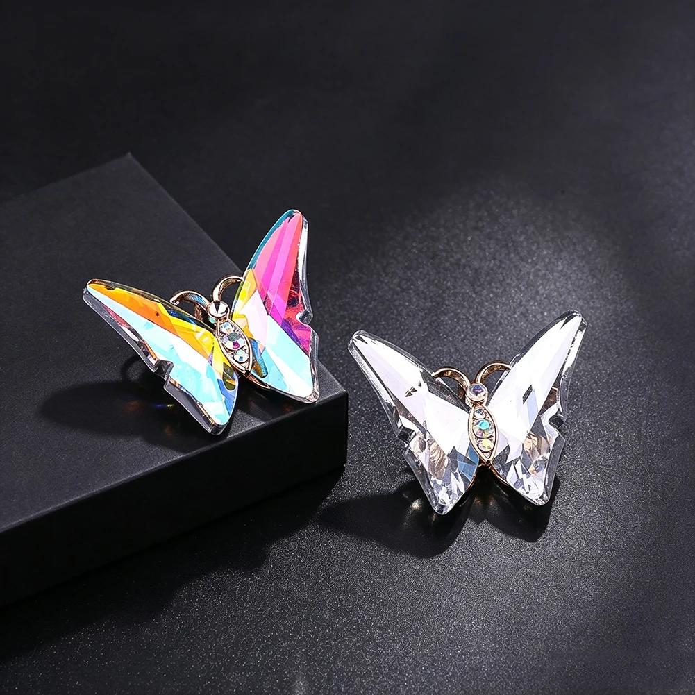 Aurora Crystal Butterfly Charms Multi-faceted Clean AB Iridescent Models DIY Necklace Headwear Hair Clip Fashion Jewelry Making