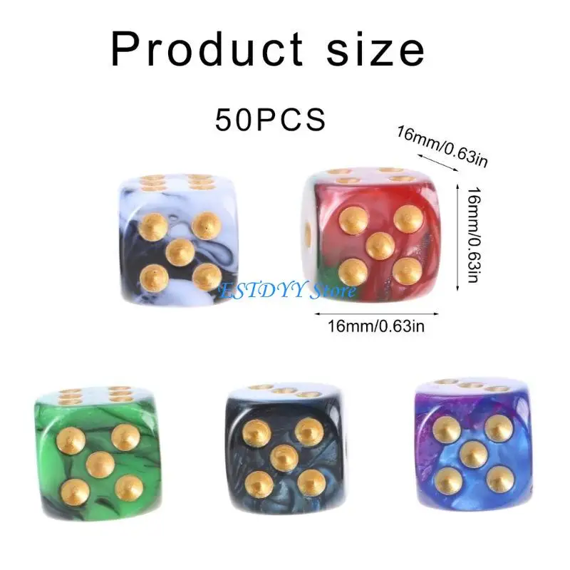 G6DE 50 قطعة أكريليك مزدوج اللون النردات الزاوية المستديرة النردات مزدوجة اللون الجدول لعبة النردات الرياضيات العد أداة التدريس