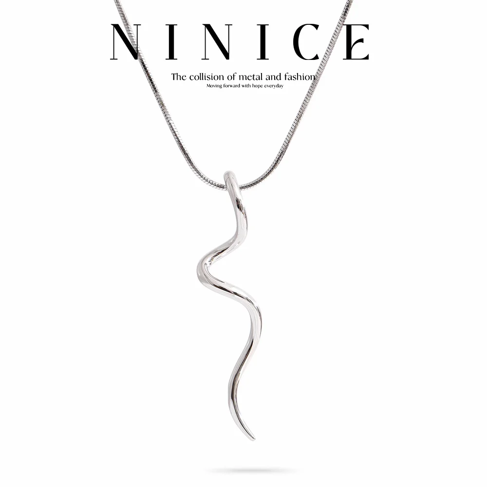 NiNice الفولاذ المقاوم للصدأ خطوط غير منتظمة قلادة تصميم عصري بسيط مجوهرات شخصية هدية جديدة