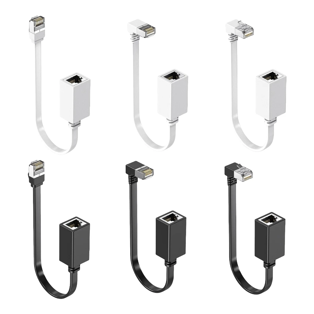 

1pc Ethernet 90 Degree Adapter Cable Cat7 Ethernet Cable Right Angled RJ45 Male to Female Networking Extension Cable 10Gbps