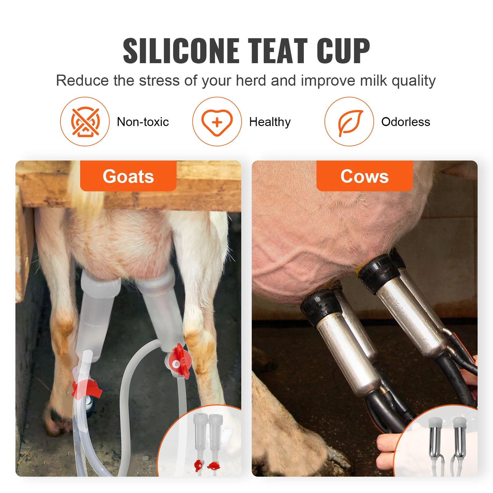 Goat Milking Machine Stainless Steel Bucket Electric Automatic Pulsation Cup Tubes Adjustable Suction for Cow and Sheep