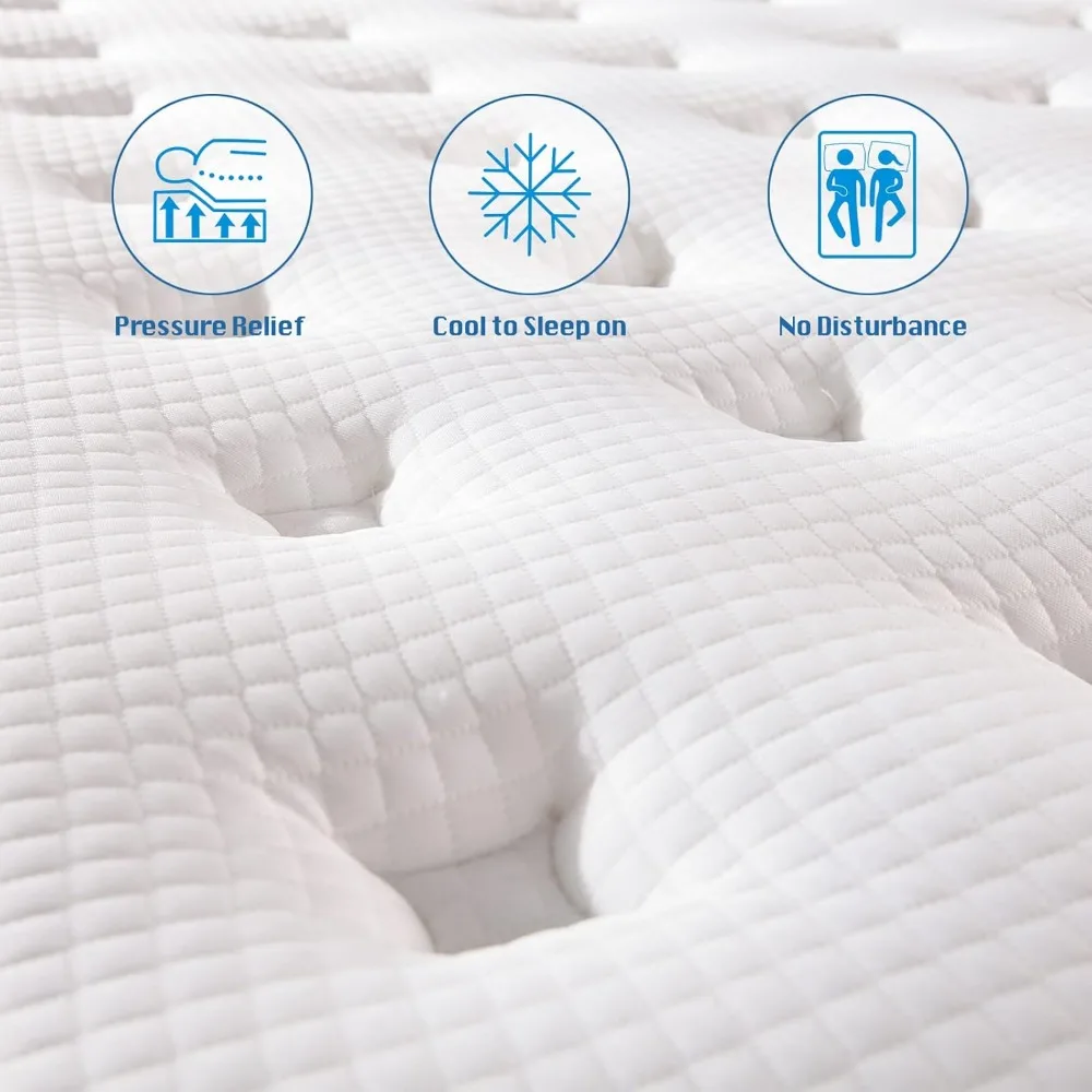 Hybrid Queen Mattress, 14 Inch in a Box, Gel Memory Foam, Individually Wrapped Pocket Coils Innerspring