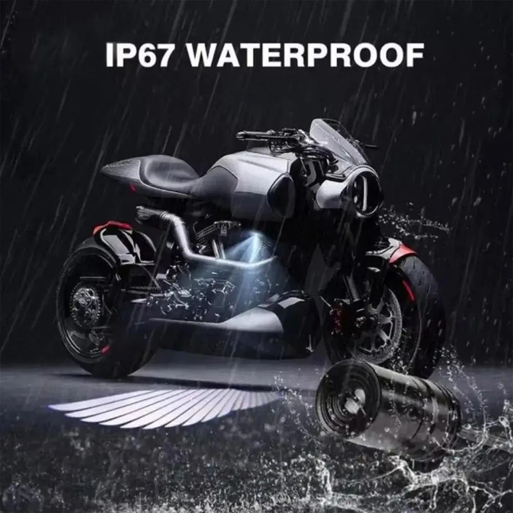 2pcs Motorcycle LED projector Angel's Wings Led Decorative light Anti collision taillights moto Driving Lamp led puddle light view 5