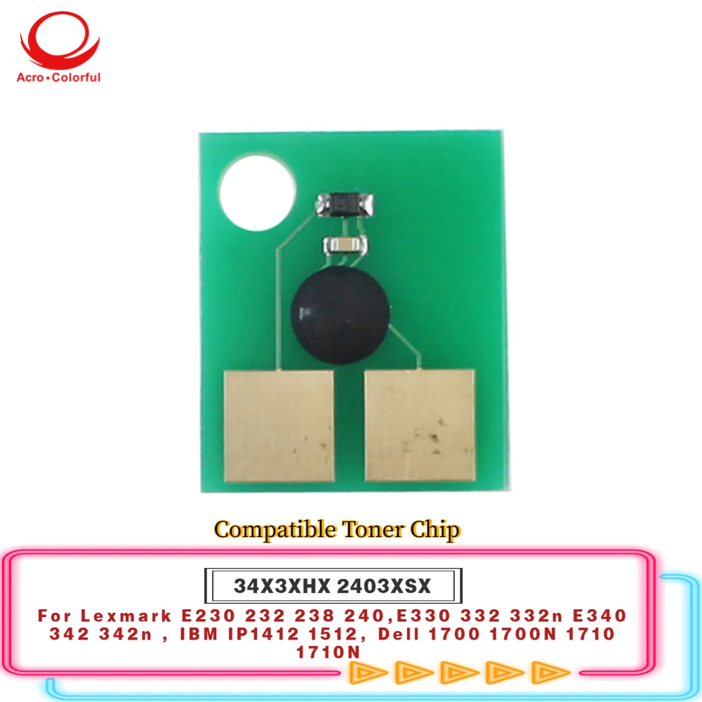 Compatible 34X3XHX 2403XSX Toner Chip For Lexmark E230 232 238 240 E330 332 332n E340 342 342n Dell 1700 1700N 1710 1710N