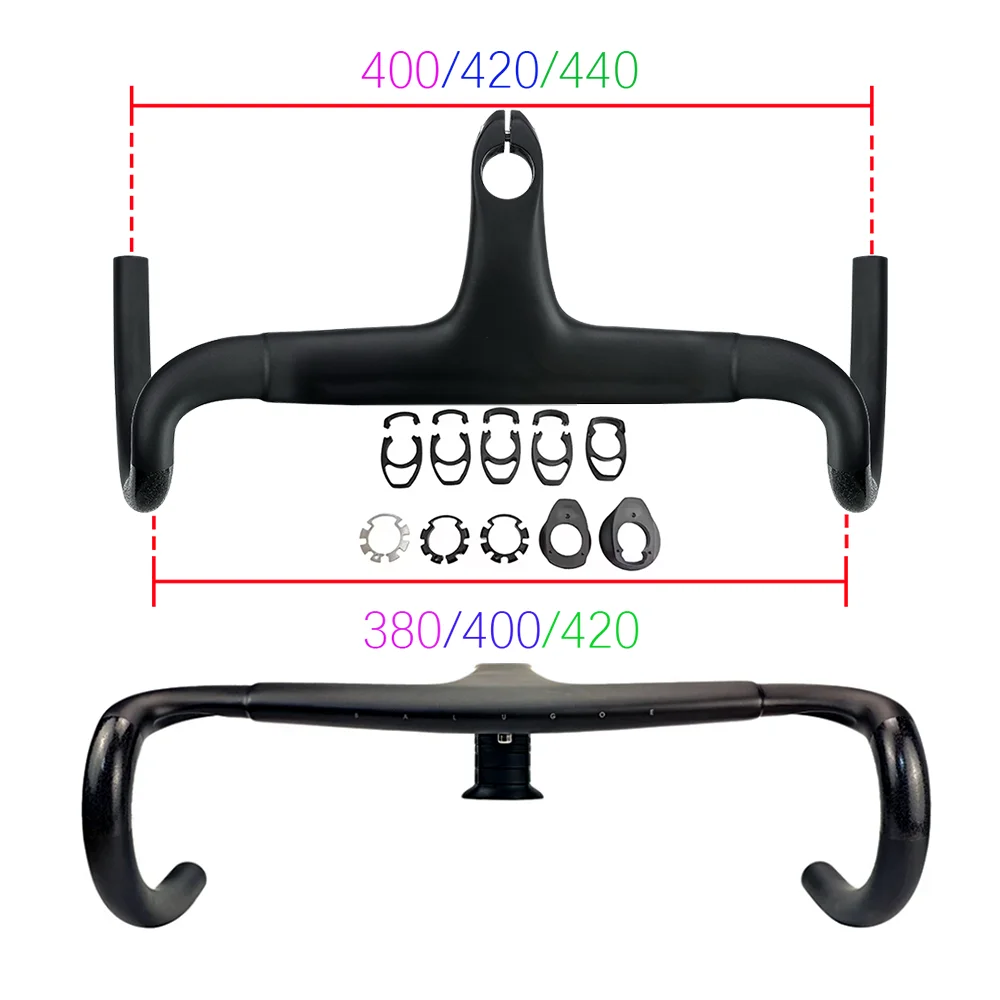 

BALUGOE 2025 Carbon Fiber T700 Integrated Bending Handle Full Internal Cable Routing Road Mountain Bike Handlebars With Washer