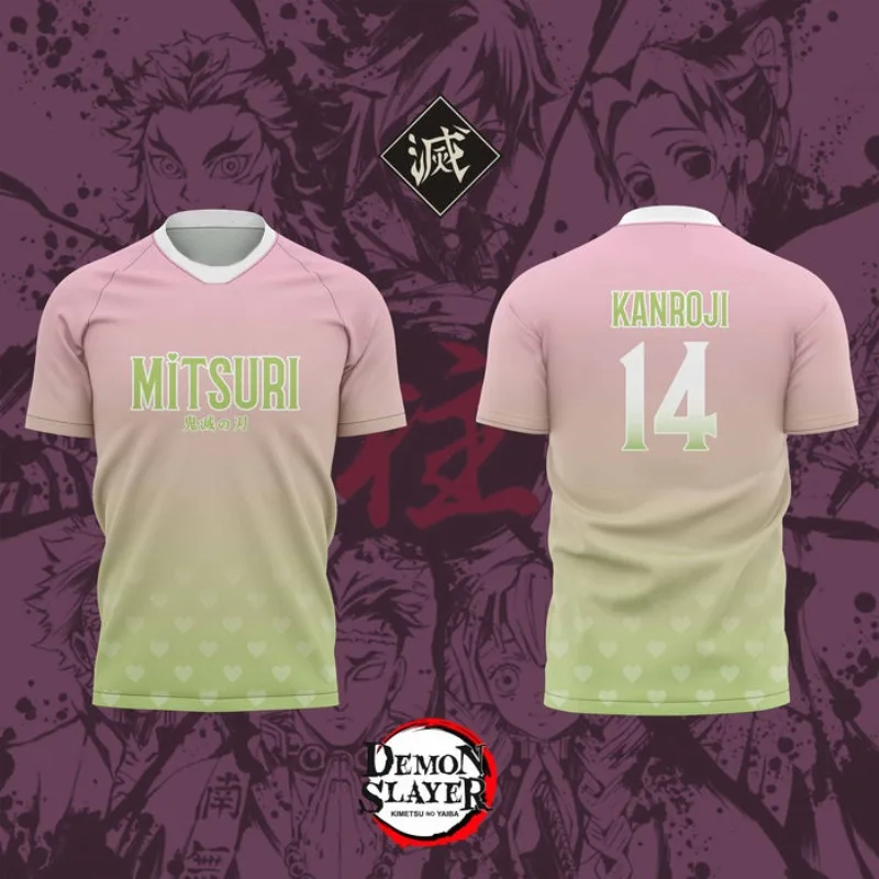 

Mitsuri Kanroji Demon Slayer Jersey Adult and Children Summer Casual Fashion Anime 3D Printed T-shirt Role Playing Costume