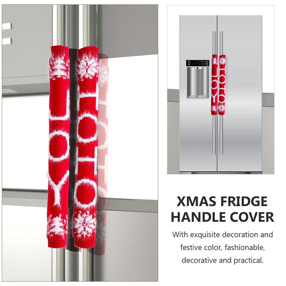8 Stück Weihnachts-Kühlschrank-Türknauf-Abdeckungen, rot gestrickt, hochwertiges Material, schmutzabweisend, Weihnachts-Kühlschrank-Griff-Abdeckung, Weihnachts-Griff-Dekorationen