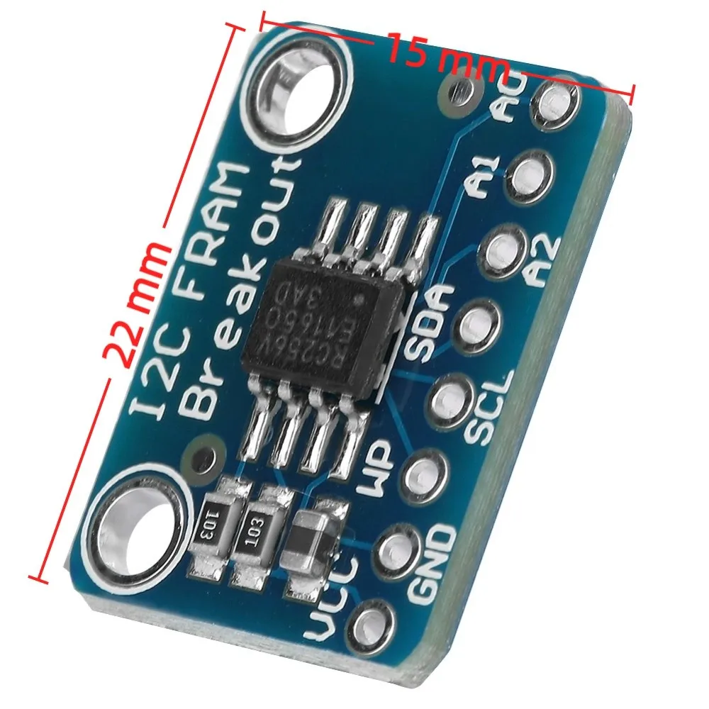 ​ غير قابلة للطي ​   FRAM لوحة القطع ​ ​ ذاكرة 32 كيلو بايت ​   واجهة I2C ​ ​ الذاكرة IC ​ الجهد 2.7-5.5 فولت ​ ​ سعة 256 كيلو بايت