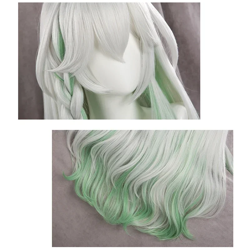Nahida parrucca Genshin Impact Nahida Cosplay The Greater Lord Rukhadevata Genshi Impact Nahida parrucche Ear Costume di Halloween per le donne