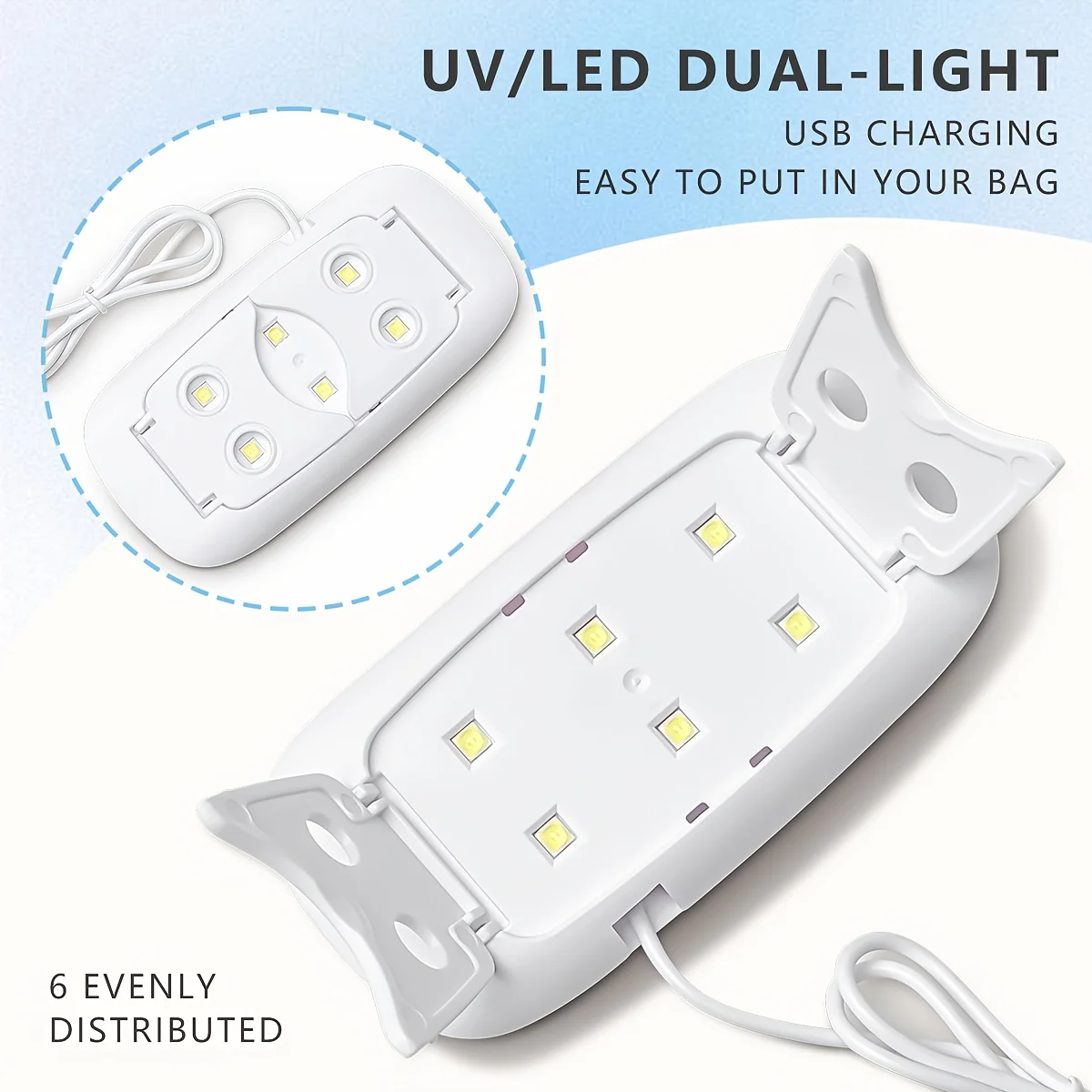 1 Pc 6 Lampe Perlen Weiß Mini Maus Nagel Lampe Nagel Tragbare Micro USB Netzteil Kabel Heimgebrauch Trocknen Lampe für Gel