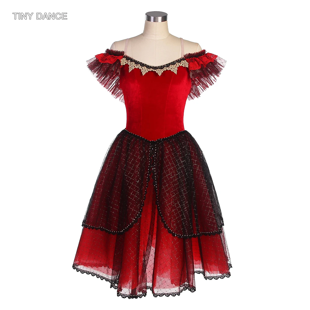 

Off Shoulder Romantic Tutu Skirt Adult Girls Red Ballet Dance Tutu Spanish Dresses Theater Costumes Ballerina Tutus 23086