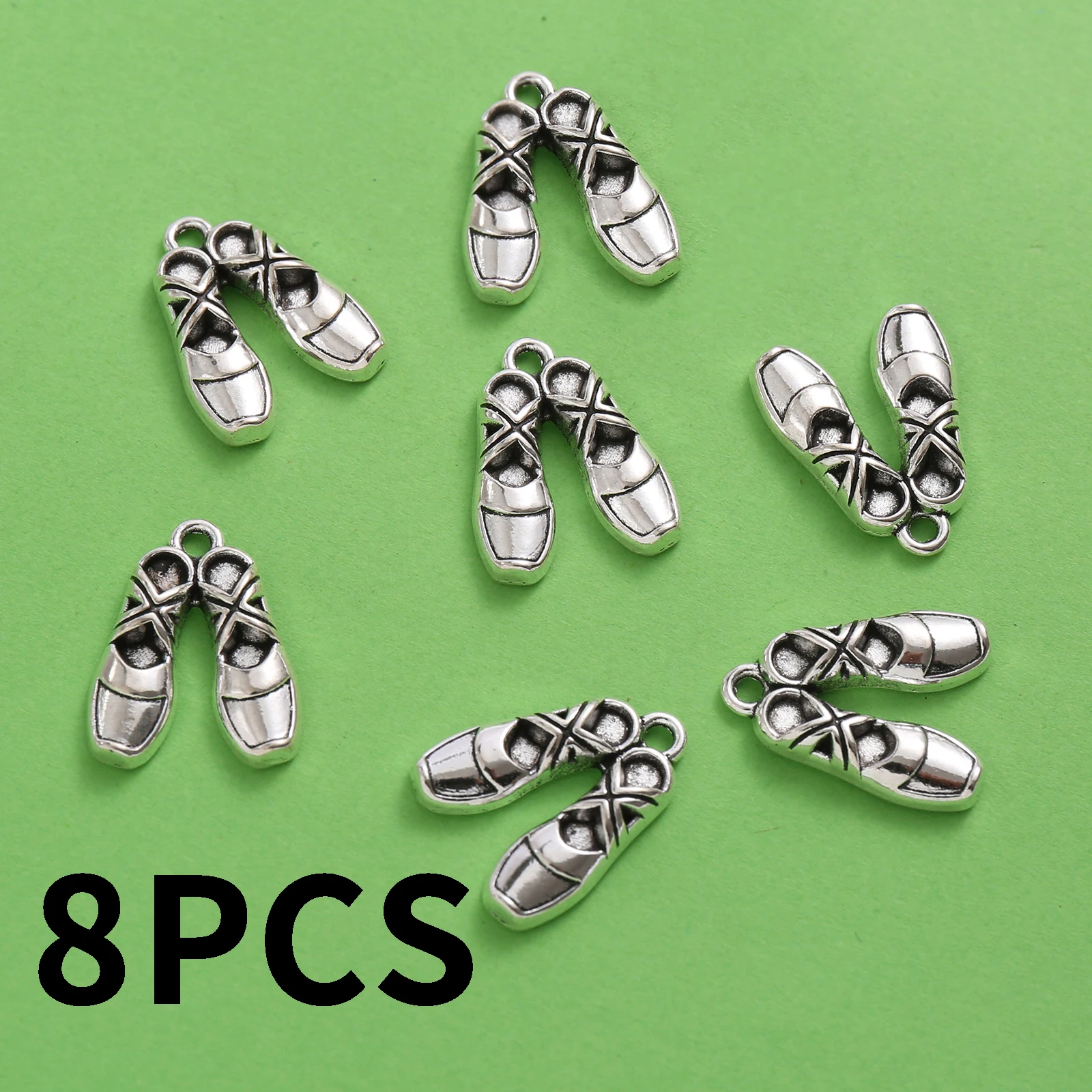 8-Piece Set of Cross-Tie Dance Shoe Charms, Vintage Distressed Ballet Shoe Pendants, Suitable for DIY Bracelets, Necklaces, and Earrings, Artistic Handmade Beaded Jewelry Accessories