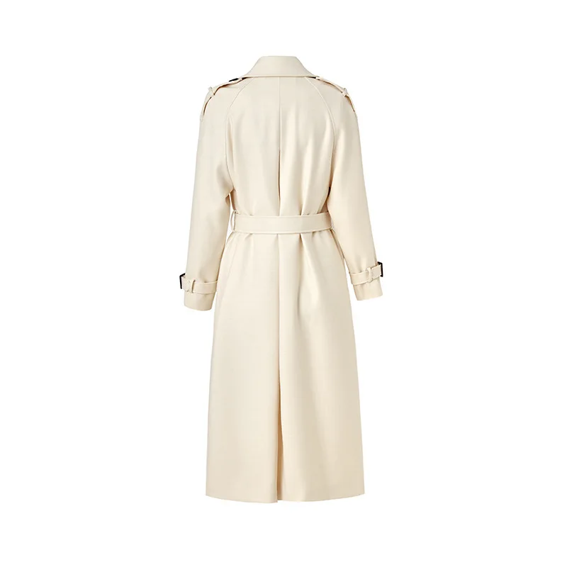 White Solid Women Turn-Down Collar Long Sleeve Coat Long Outside Coat