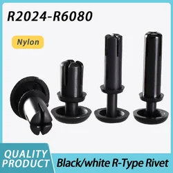 100/200pcs R Type Nylon Rivet R2024-R6080 White/Black Clip PC Board Fastener Push-type Rivets Plastic Expansion R-Type Rivets