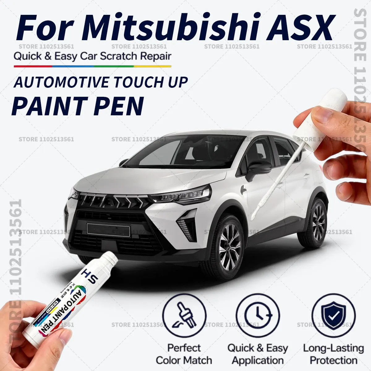 Карандаш-корректор для быстрого ремонта царапин на автомобиле Mitsubishi ASX, для устранения сколов, царапин и потертостей, белый, черный